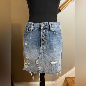 Free People - We the Free - Distressed Denim Skirt